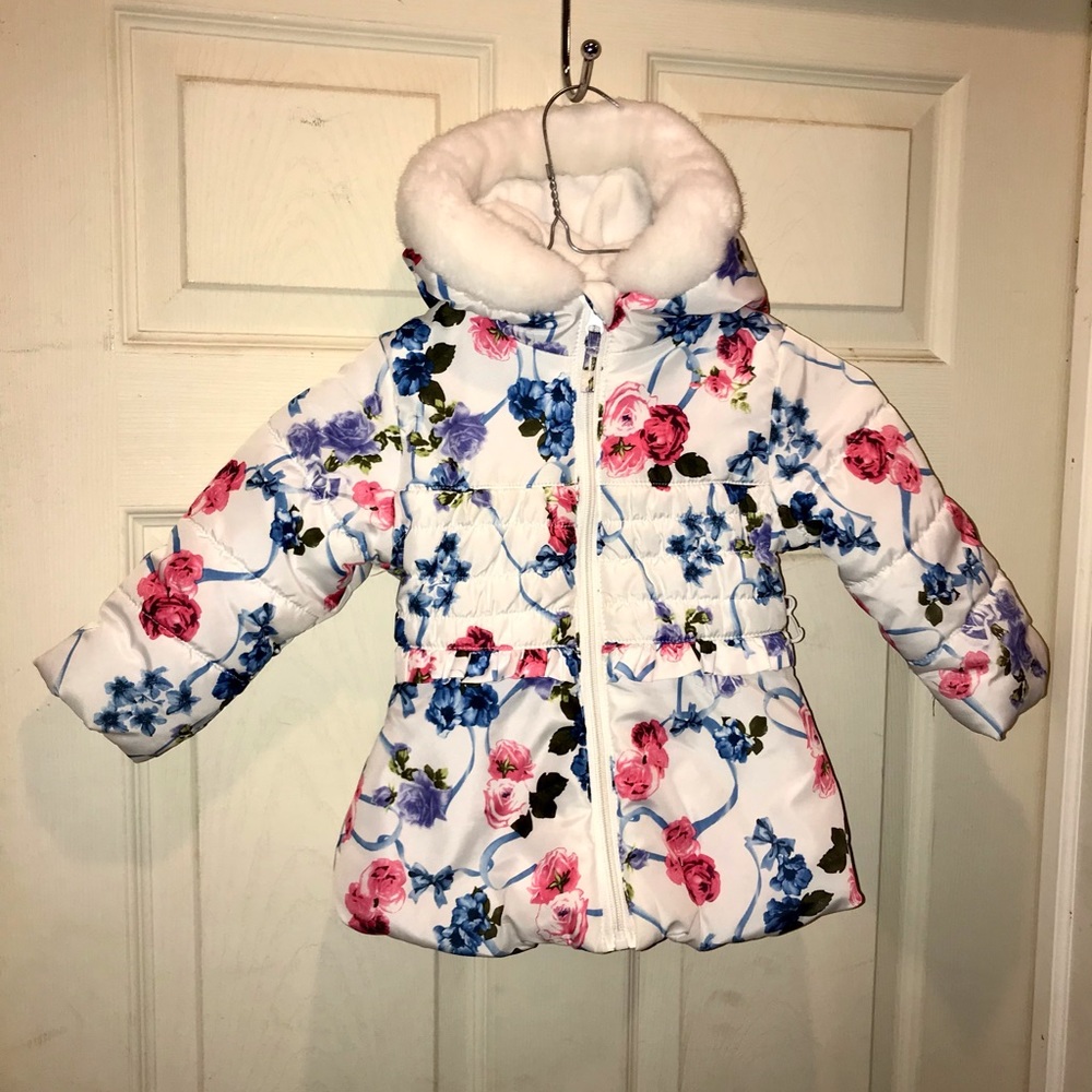 18 mnth girls Rothschild white jacket w/ flowers
